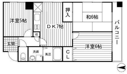 ロイヤルコーポ広畑(3DK/6階)の間取り写真