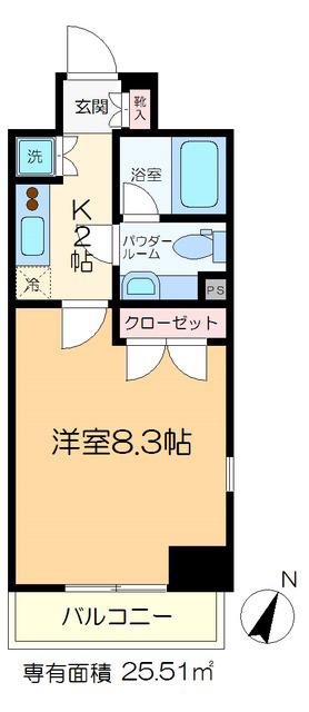ヴェルト平井(1K/9階)の間取り写真