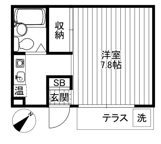 マメゾン羽根木(ワンルーム/1階)の間取り写真