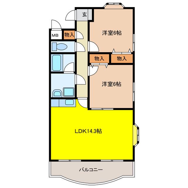 ムーンテラス片山 N館(2LDK/1階)の間取り写真