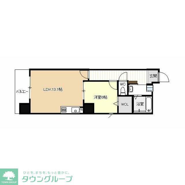 ディアコート千早(1LDK/8階)の間取り写真