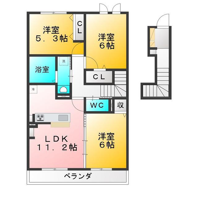 コンフォート(3LDK/2階)の間取り写真