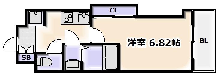 LUXE難波西III(1K/10階)の間取り写真
