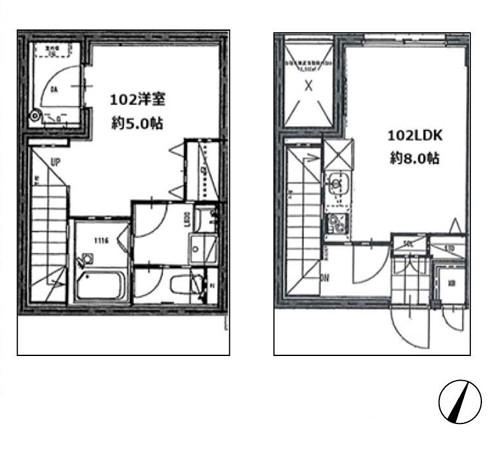 LEAGALAND目黒大岡山(1LDK/B1階)の間取り写真