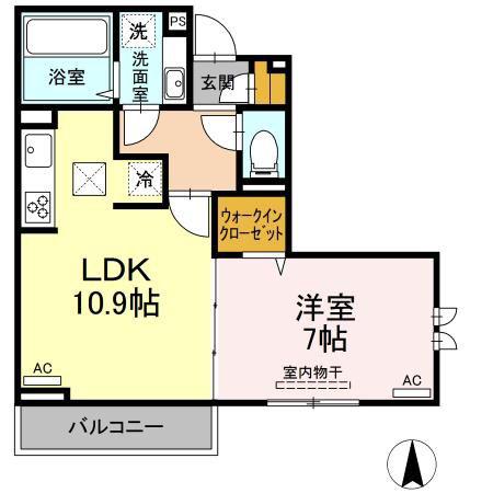 セジュール春日町1(1LDK/1階)の間取り写真