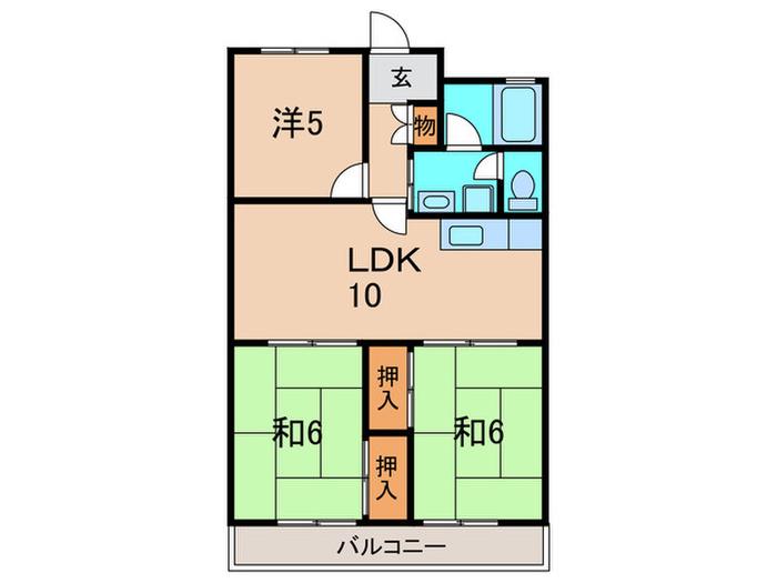 中沢コーポ(3LDK/4階)の間取り写真