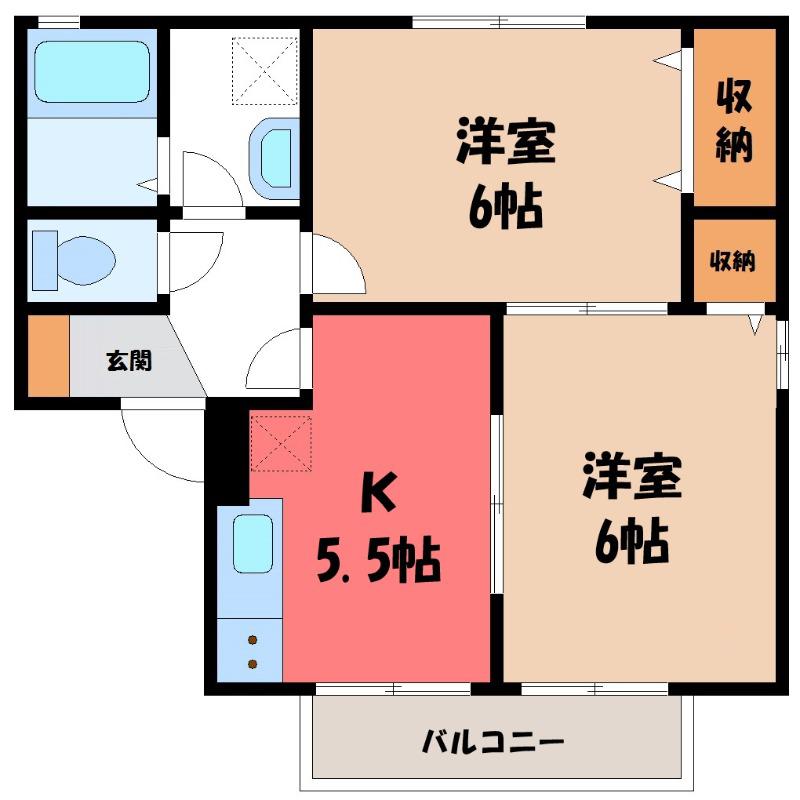 フローレンス A(2DK/2階)の間取り写真