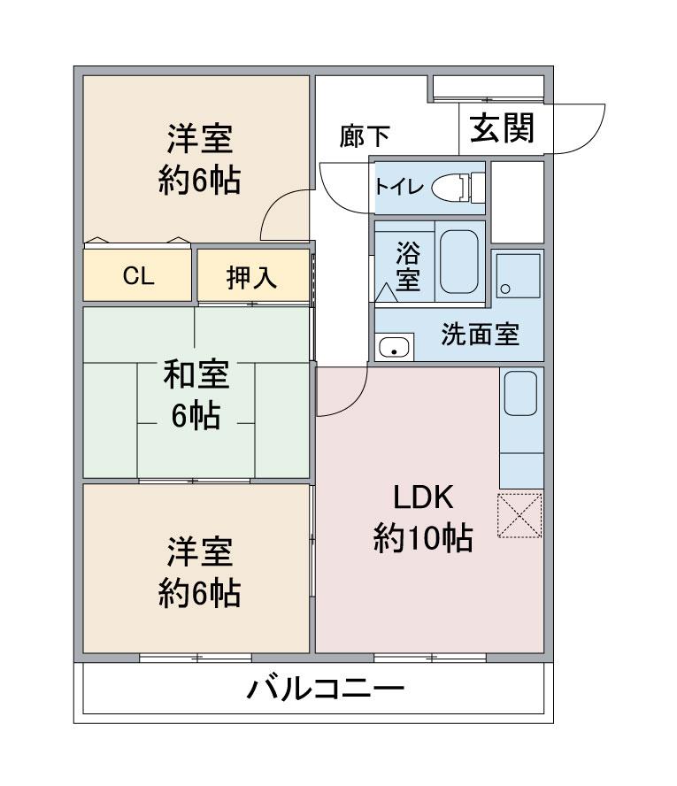 エクセル田幡(3LDK/4階)の間取り写真