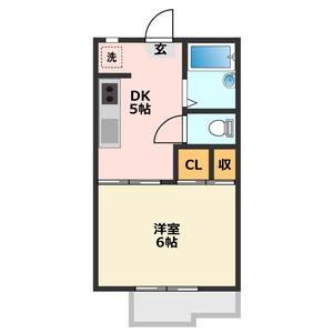 グランステーション大垣(1DK/2階)の間取り写真
