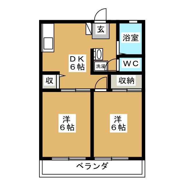 サンライフ下耕地(2DK/2階)の間取り写真