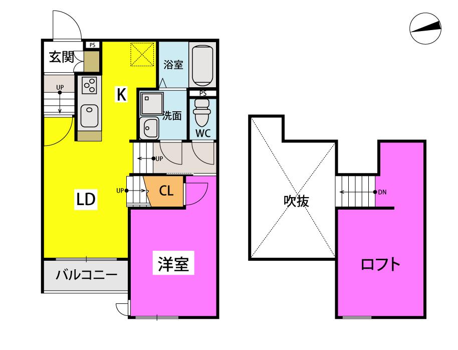 エクシア御井駅(1LDK/2階)の間取り写真