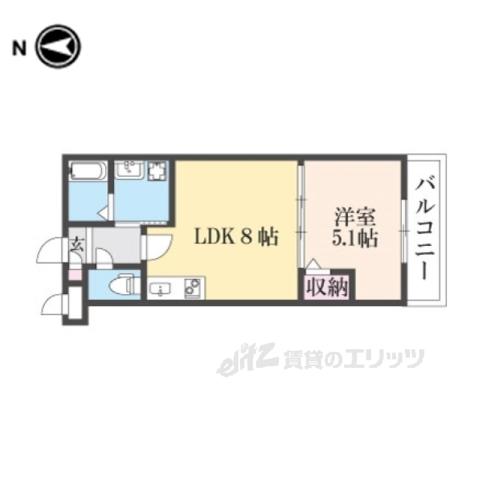 グラカン冷泉町(1LDK/1階)の間取り写真