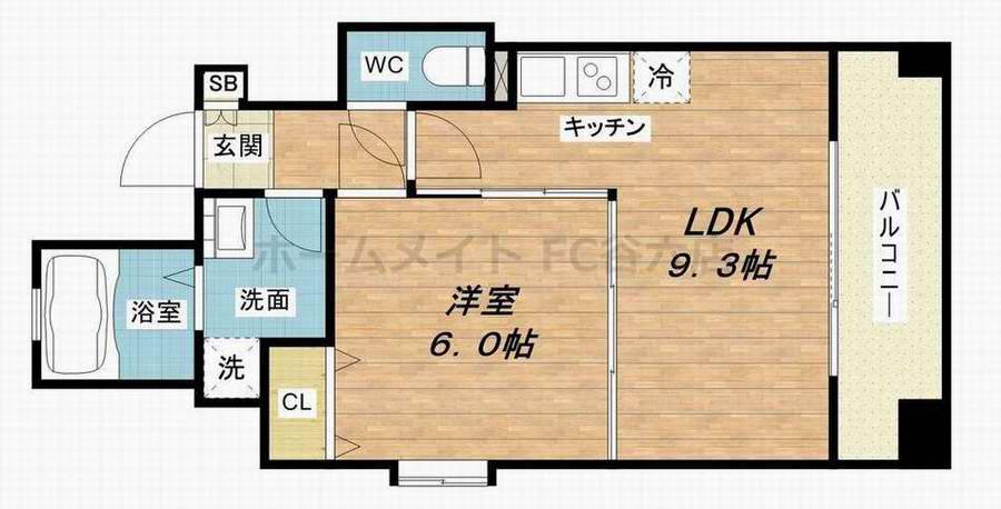 アーデンタワー立売堀(1LDK/14階)の間取り写真