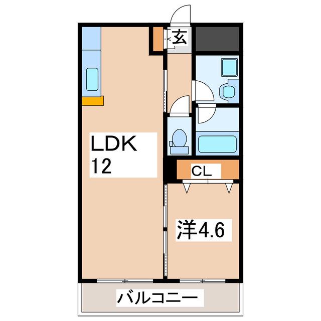 ビュークレスト京町(1LDK/4階)の間取り写真