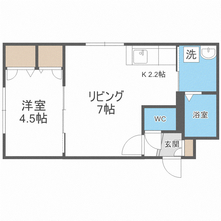 ルーエ琴似(1LDK/2階)の間取り写真