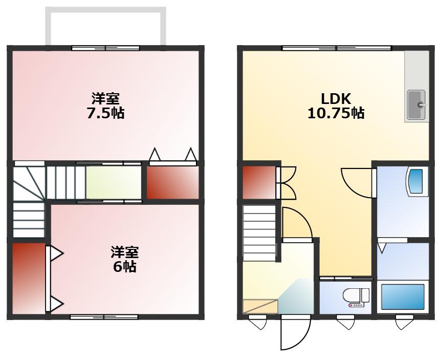 ZAOビューハイツ B棟(2LDK/1階)の間取り写真