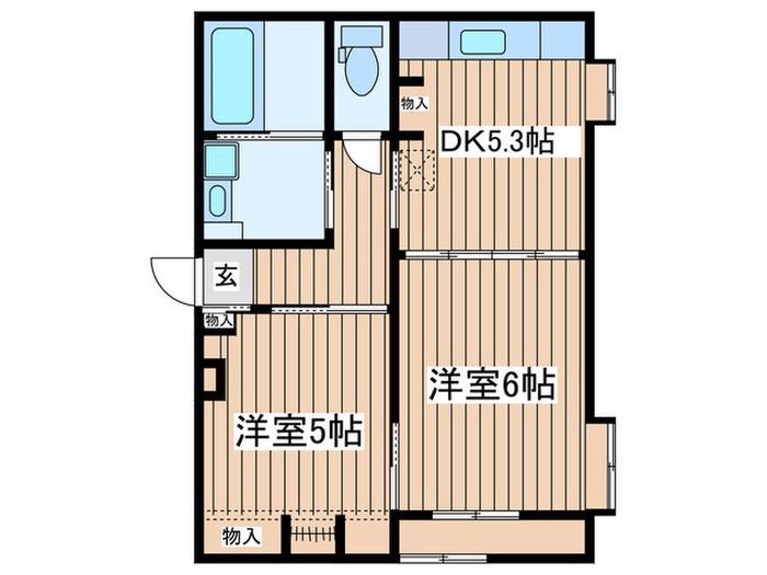 ミッキーハイツ(2DK/2階)の間取り写真