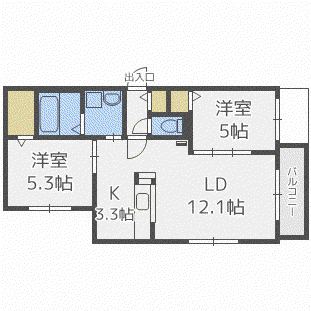 ドルチェ621(2LDK/4階)の間取り写真