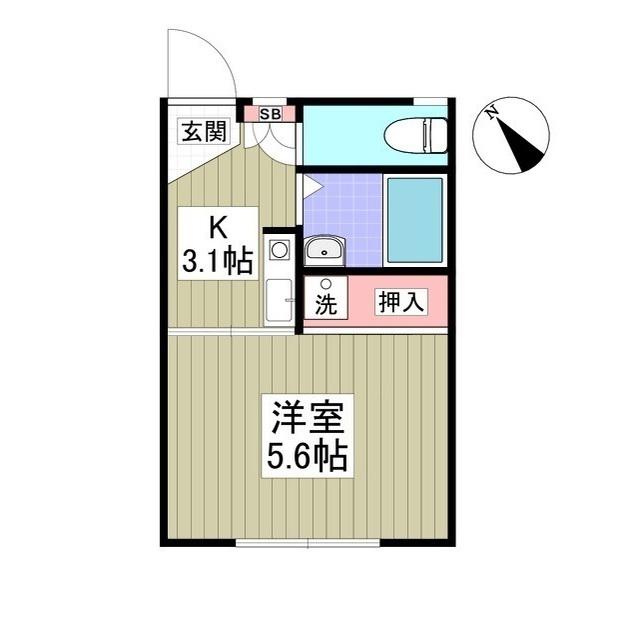 パレス金森台(1K/2階)の間取り写真