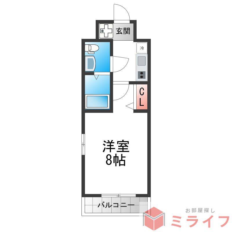 コラボ天王寺(1K/2階)の間取り写真
