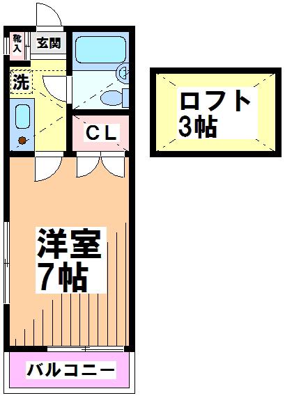 京王井の頭線 永福町駅 徒歩6分 2階建 築32年(1K/2階)の間取り写真