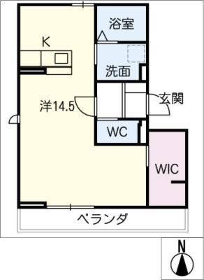コンフォート若林(ワンルーム/1階)の間取り写真