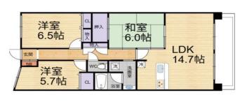 コージースクエア須磨白川台(3LDK/7階)の間取り写真