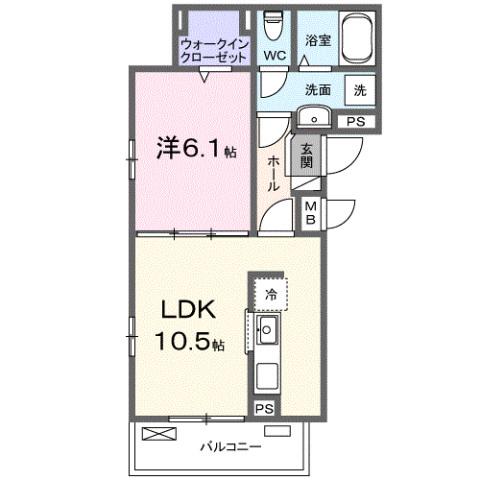 ラヴィエールII(1LDK/2階)の間取り写真