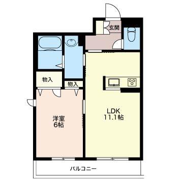グランシャリオ市ヶ谷(1LDK/2階)の間取り写真