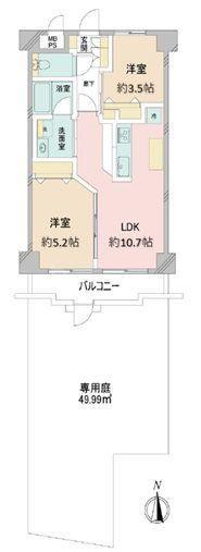ロイヤル立石(2LDK/3階)の間取り写真