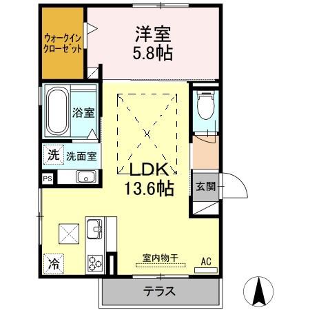 パライソ六番町 A棟(1LDK/1階)の間取り写真