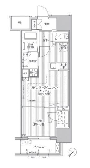 サンウッド東日本橋フラッツ(1LDK/4階)の間取り写真