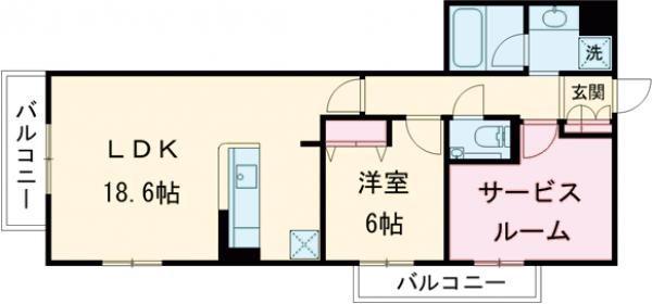 インペリアル大宮(2LDK/1階)の間取り写真