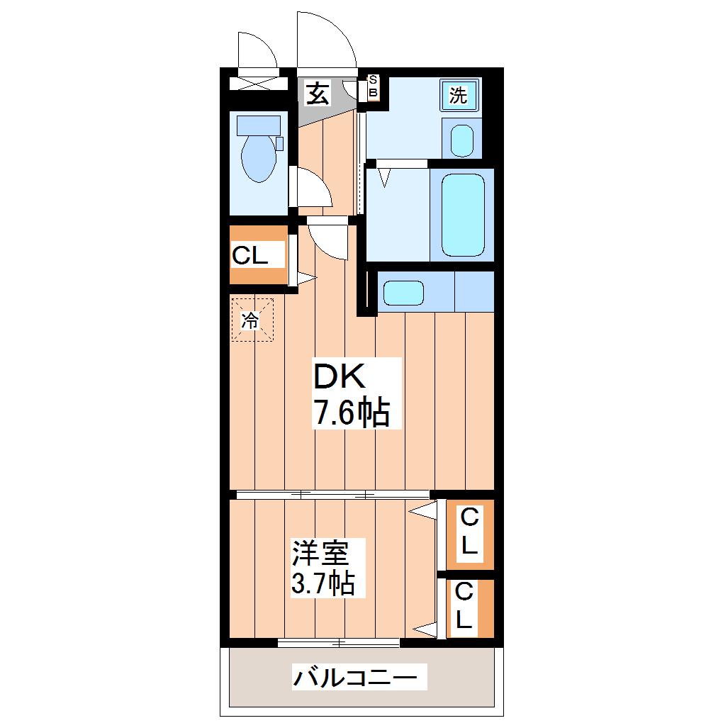 ココリ市立病院前(1DK/1階)の間取り写真