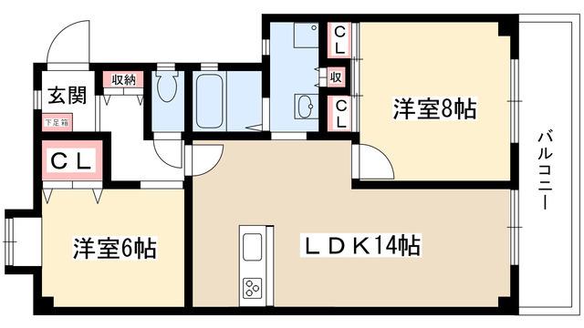 ラ・フォーレ杁ヶ池(2LDK/2階)の間取り写真
