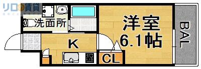 LIVECASA上新庄(1K/2階)の間取り写真