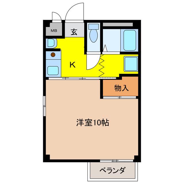 ワタナベプラザ2(1K/3階)の間取り写真