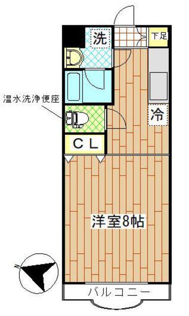 グリシーヌI(1K/2階)の間取り写真