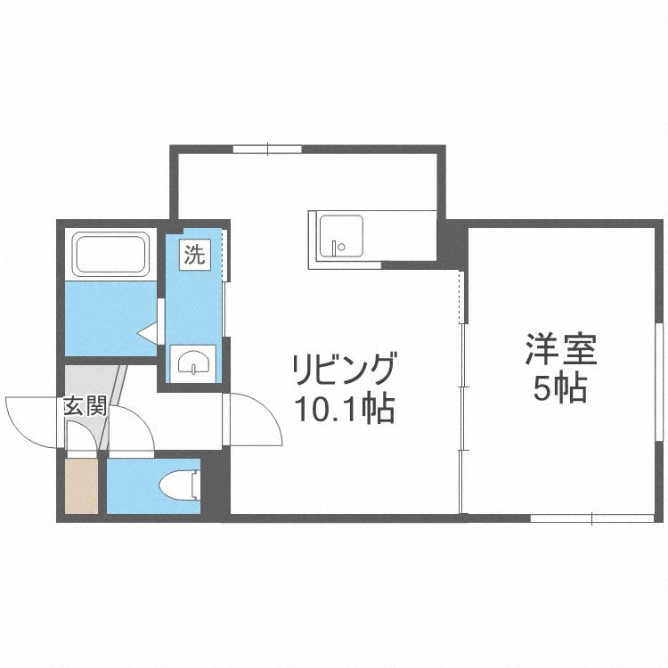 メゾンB&M(1LDK/4階)の間取り写真