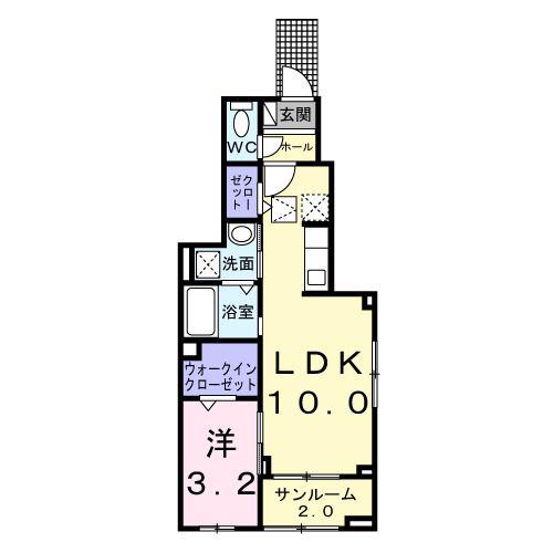 フィールドヒル 茅野(1LDK/1階)の間取り写真