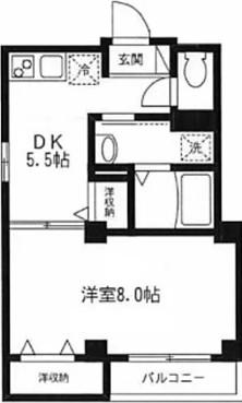 ビューノブラン桜台(1DK/2階)の間取り写真