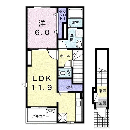 もみの樹 I(1LDK/2階)の間取り写真