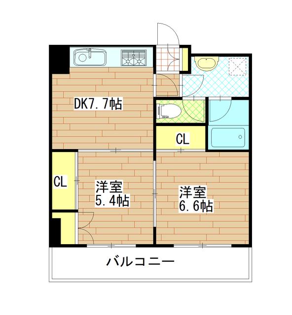 RENATO広瀬通(2DK/7階)の間取り写真