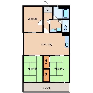 光風ハイツ(3LDK/3階)の間取り写真