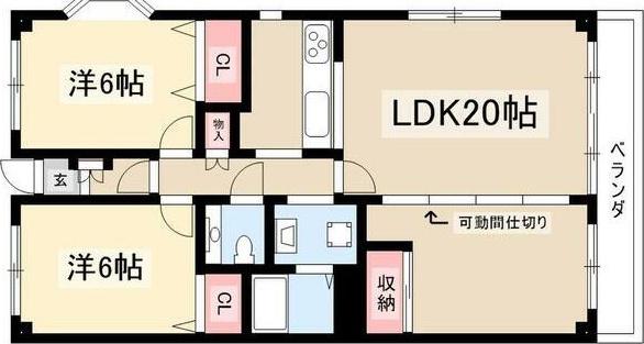 ビラ三秀山中(2LDK/4階)の間取り写真