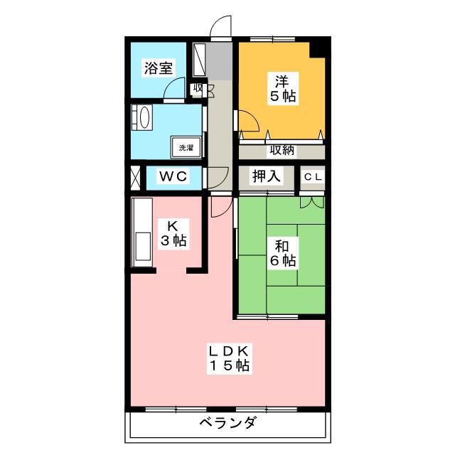 岡田マンション(2LDK/3階)の間取り写真