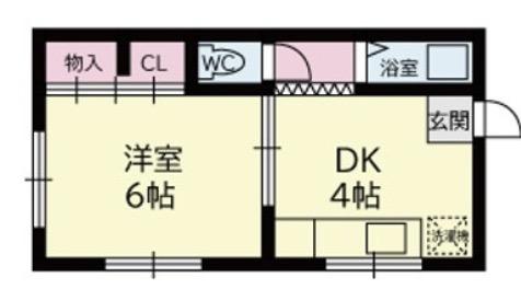 ハイツ八坂(1DK/2階)の間取り写真