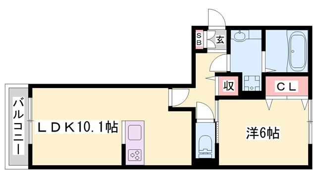 クレシア旭(1LDK/2階)の間取り写真