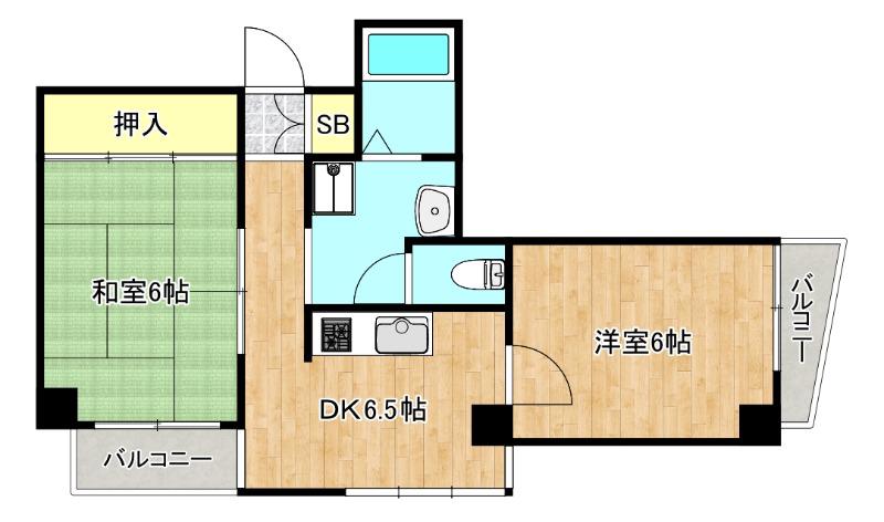 メゾンド勝山(2DK/3階)の間取り写真