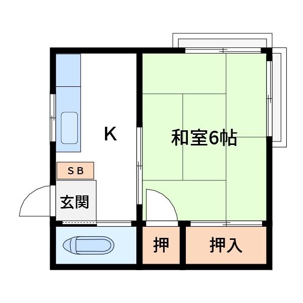 深野荘(1K/1階)の間取り写真